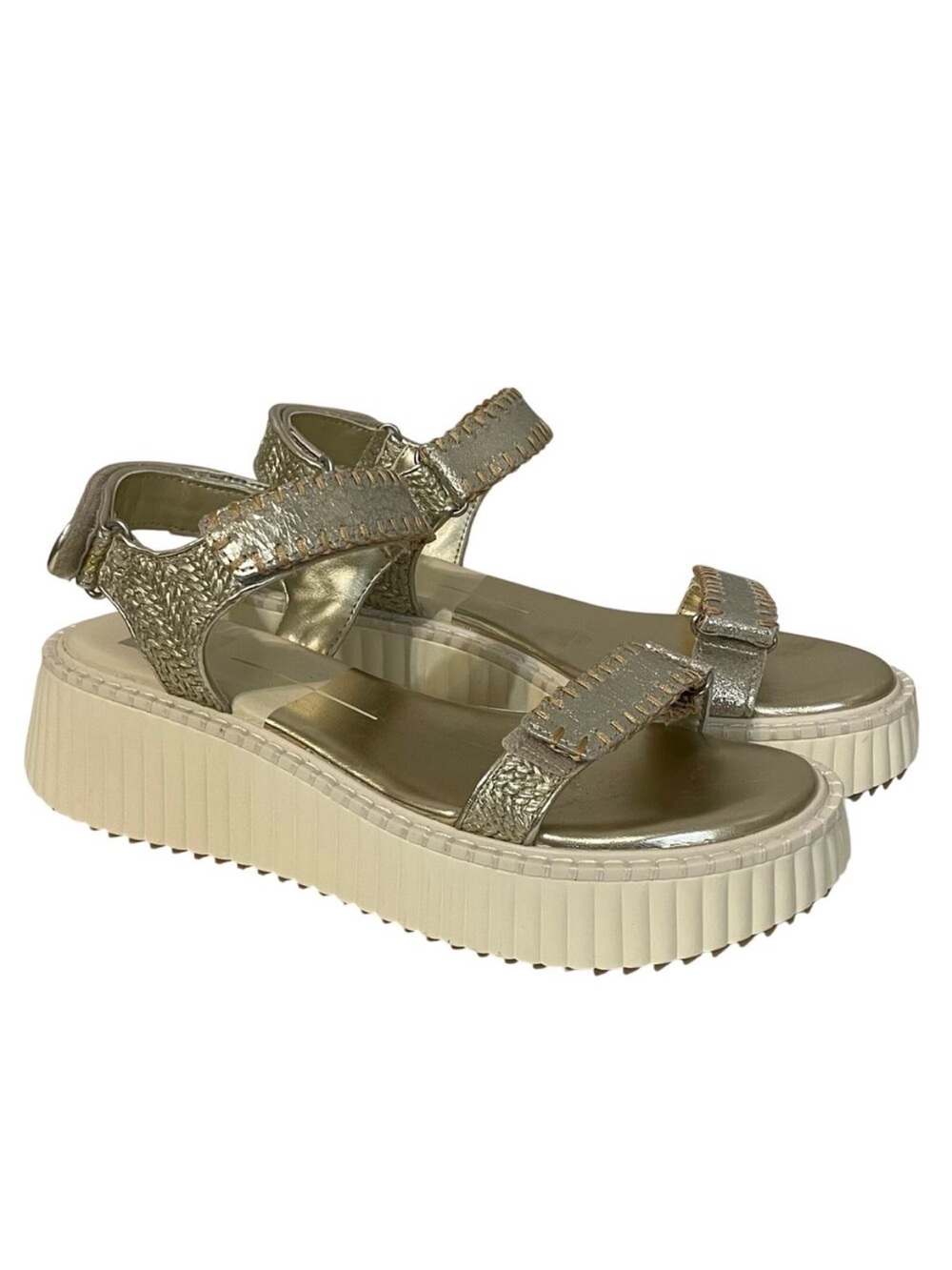 Dolce Vita Debra Platform Sandals Metallic Platinum Gold Strappy Women's 10